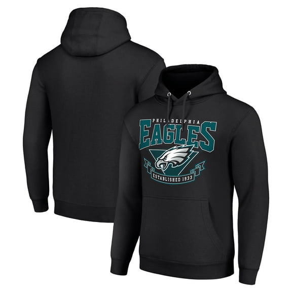 Men's Starter Black Philadelphia Eagles -80s Inspired Pullover Hoodie