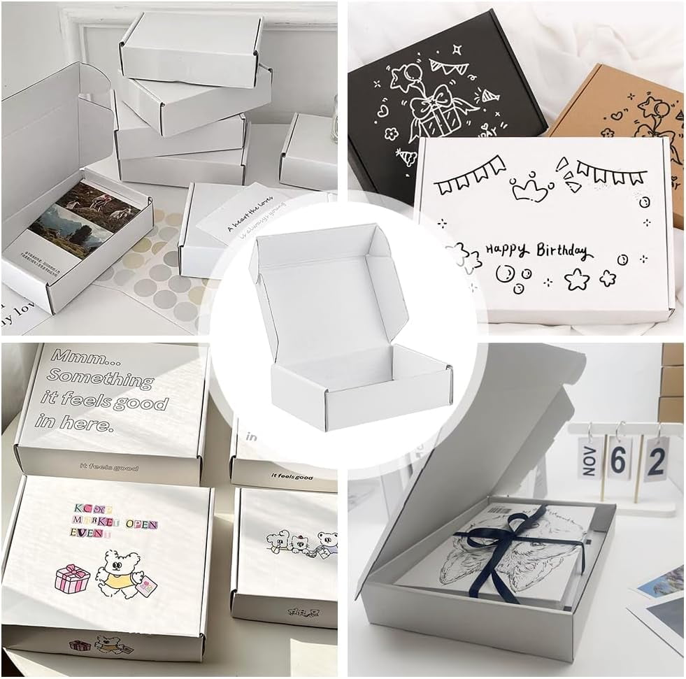 30 Pack 5.9x3.9x1.57 inch Small Shipping Boxes White