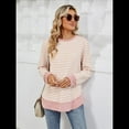 thumbnail image 4 of Sudadera de Mujer de Larga con Cuello Redondo y Rayas para Otoño. Rosa y XL, 4 of 10