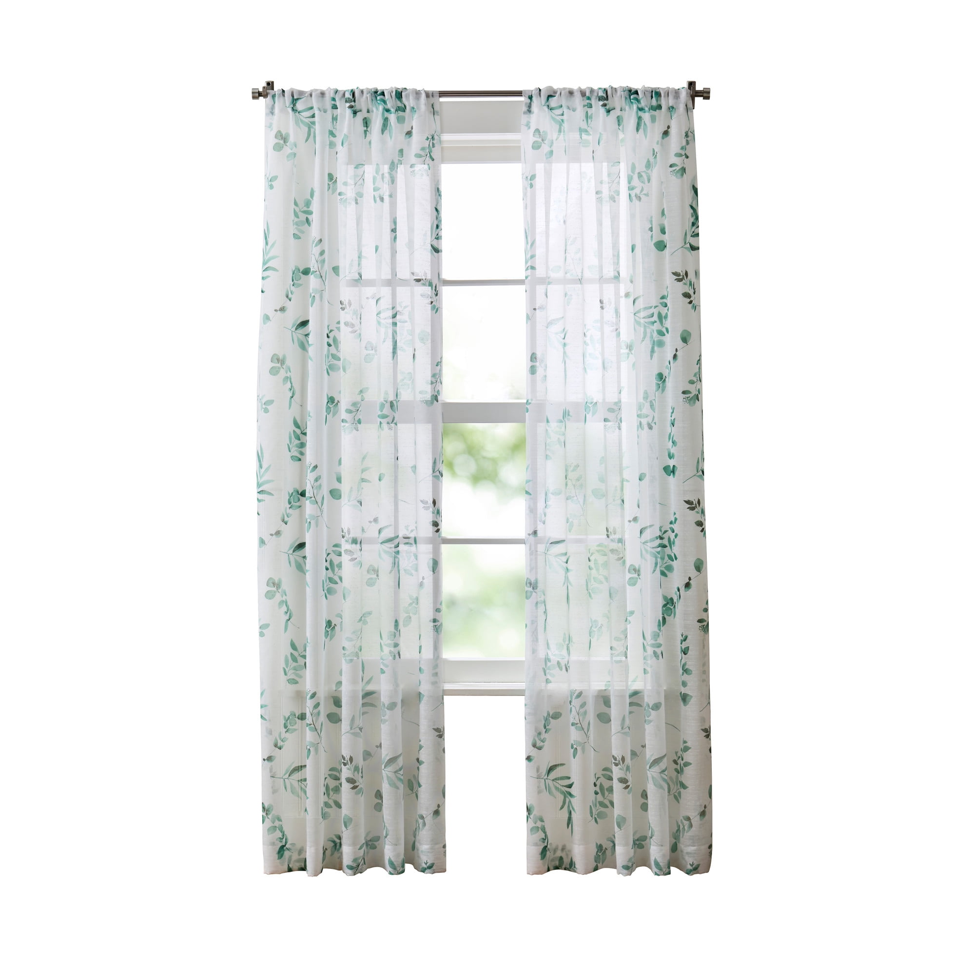 Martha Stewart Maddison Curtain Panel Pair, Green, Pole Top, Sheer, Indoor, Adult, 2 Piece Set, 50" x 95"