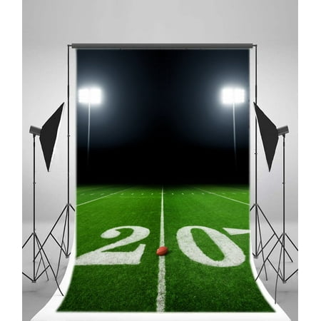 - HelloDecor Polyster 5x7ft Stadium Backdrop Football Field American Soccer Green Grass Lawn Stage Lights Sports Theme Photography Background Children Boys Adults Birthday Party Game Photo Studio Props