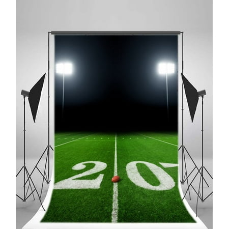 Image of HelloDecor 5x7ft Stadium Backdrop Football Field American Soccer Green Grass Lawn Stage Lights Sports Theme Photography Background Children Boys Adults Birthday Party Game Photo Studio Props