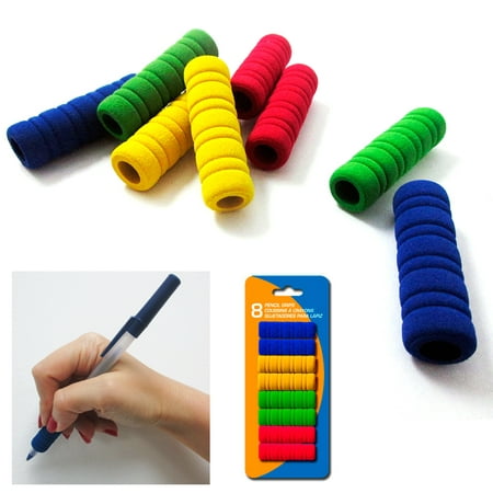 8Pk Groovy Foam Pencil Grips Pen Comfort Soft Sponge Children School