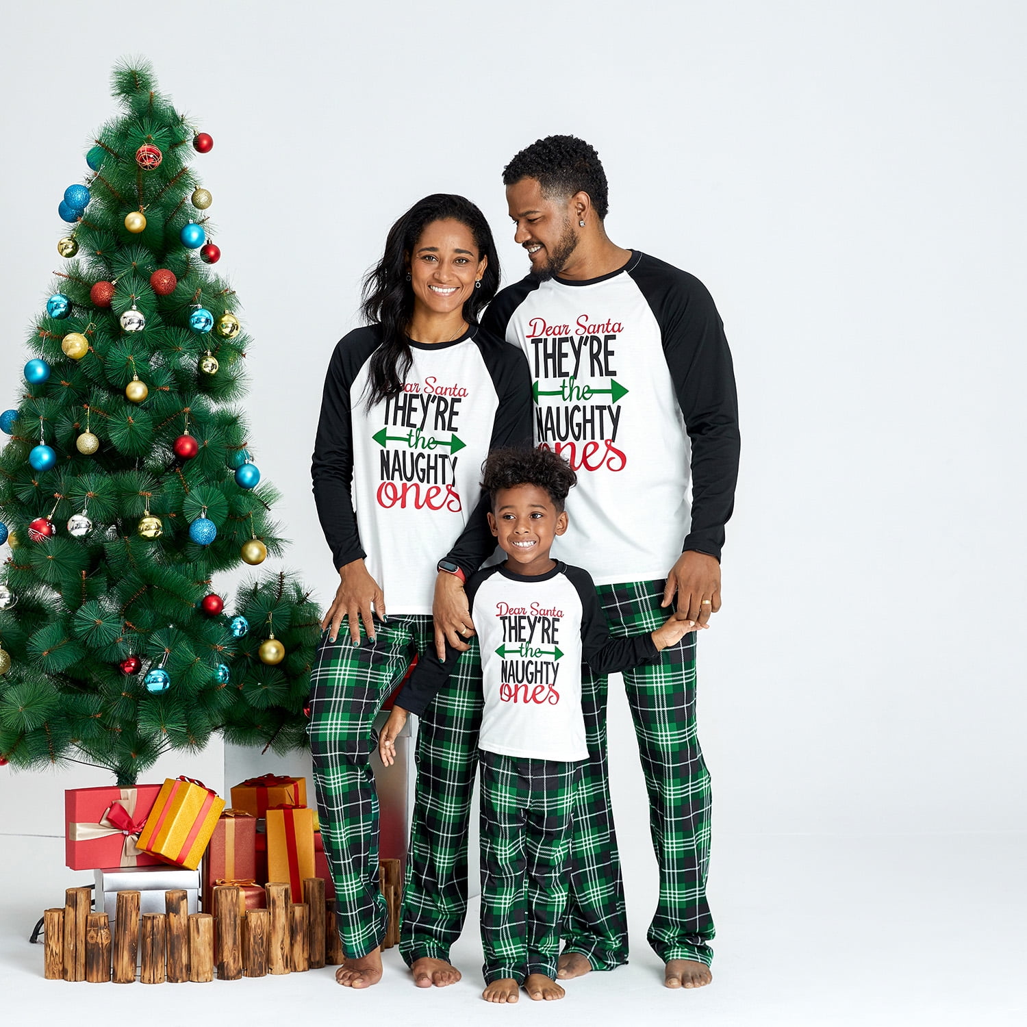 Youth Toddler Peace Love Christmas Tree TShirt Vintage Family Christmas Pajama Shirt in Baby Adult Buffalo Plaid Winter Holiday Season