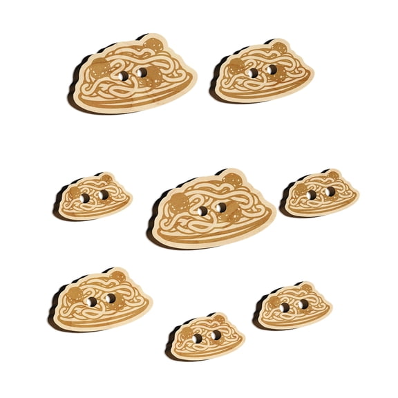 Spaghetti and Meatballs Italian Pasta Wood Buttons for Crochet Knitting Sewing DIY Craft - 1.00 Inch Medium (7pcs)