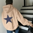 thumbnail image 2 of Women's Casual Long Sleeve Graphic Pullover Hoodie with Star Print Drop Shoulder Design, 2 of 9