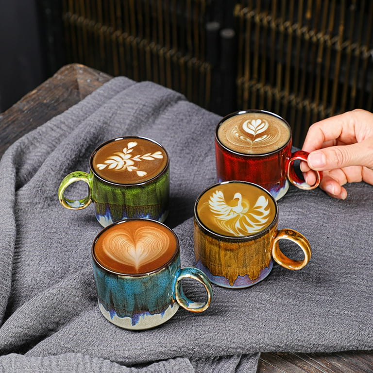 Ceramic Coffee Mug Rough Pottery Tea Cup 150ML 2Pcs Large Handle Creative  Retro Dinnerware Mug - Walmart.com