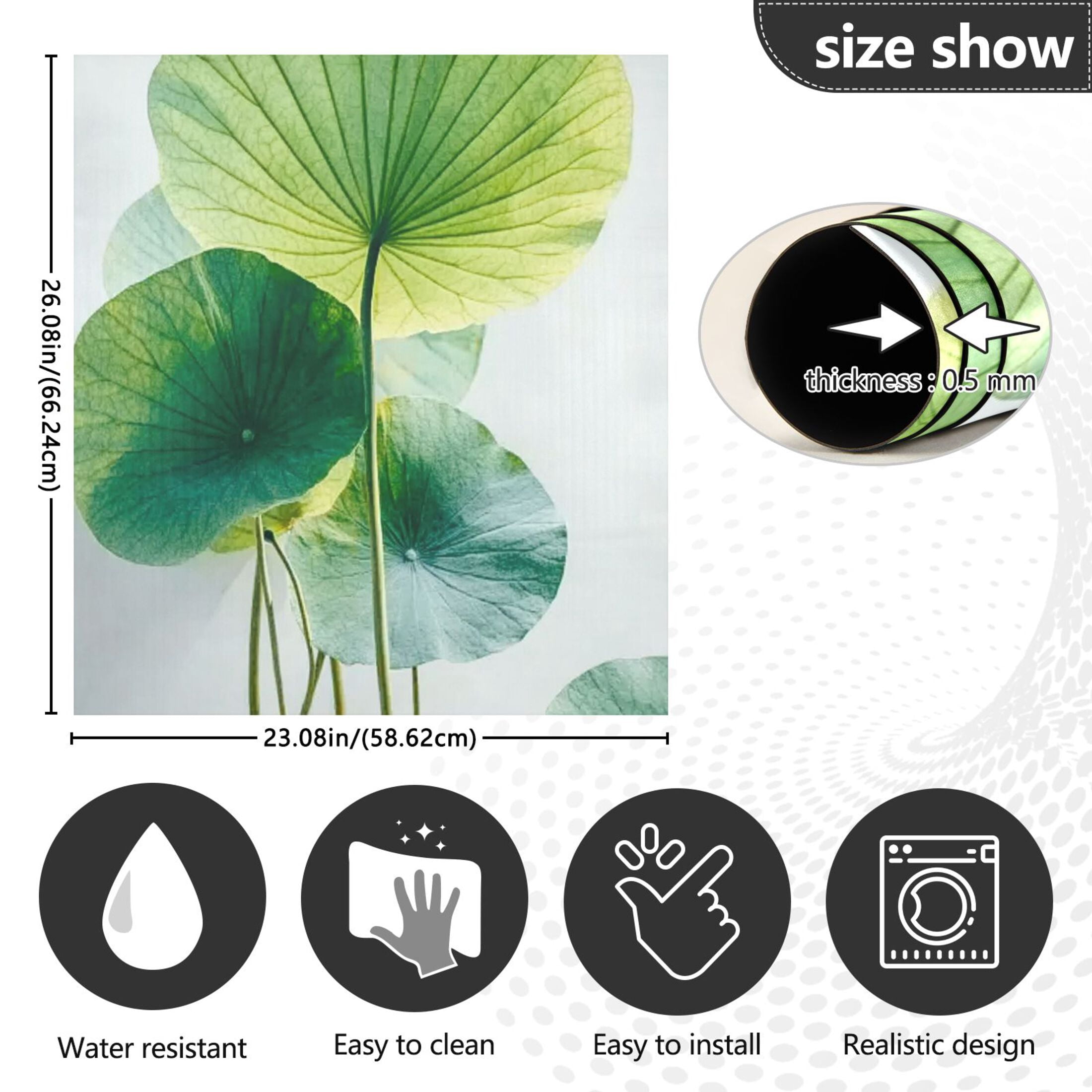 IAUYY Magnetic decorative sticker - 23x26 Inch PVC Refrigerator Decorative Cover, Removable DIY Art for Kitchen Appliances Green Leaf