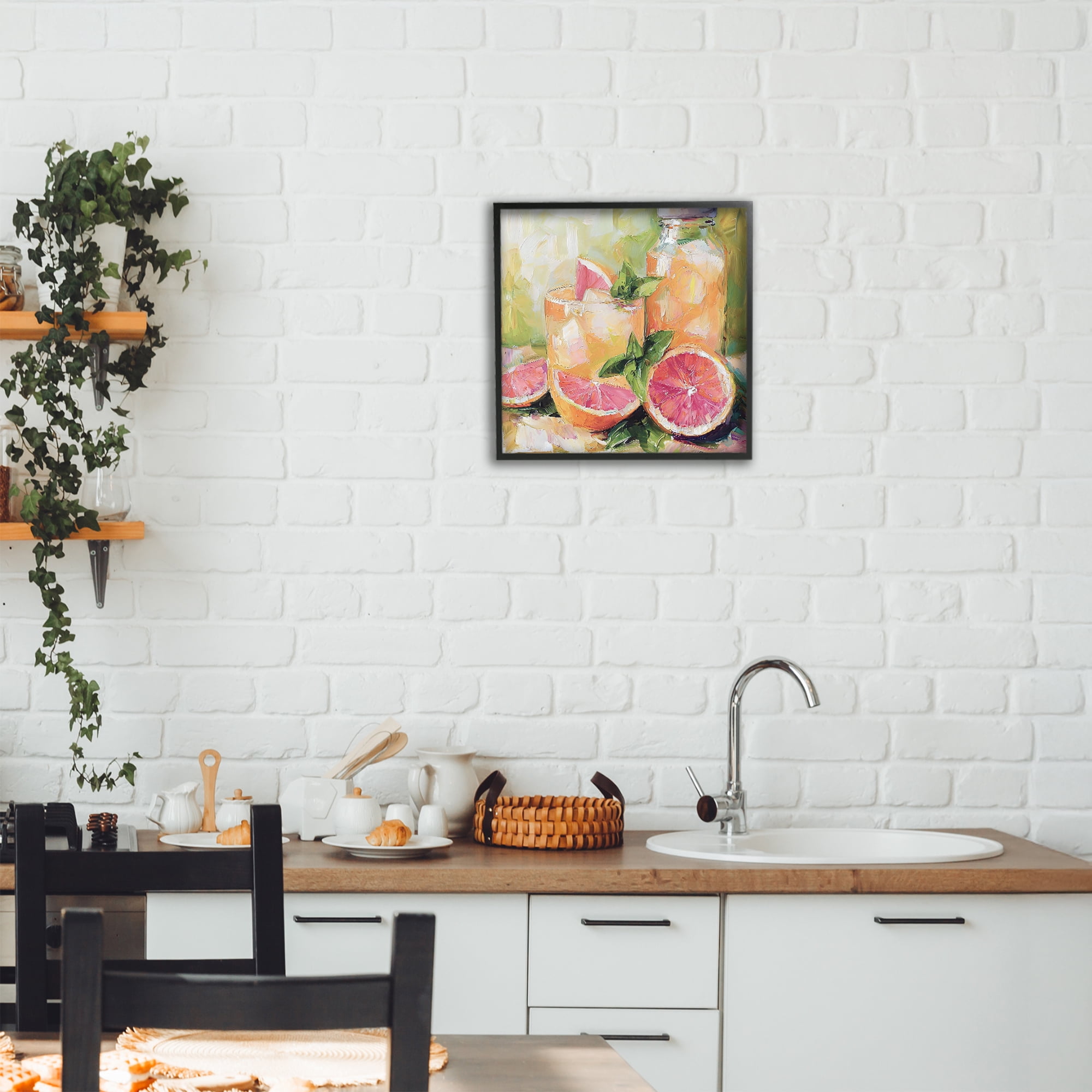 Stupell Industries Grapefruit Summer Refreshment Black Framed Giclee Art, design by Riley B