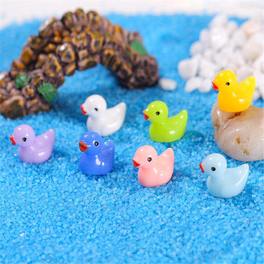 Mini Resin Ducks,100Pcs Luminous Tiny Ducks Micro Landscape