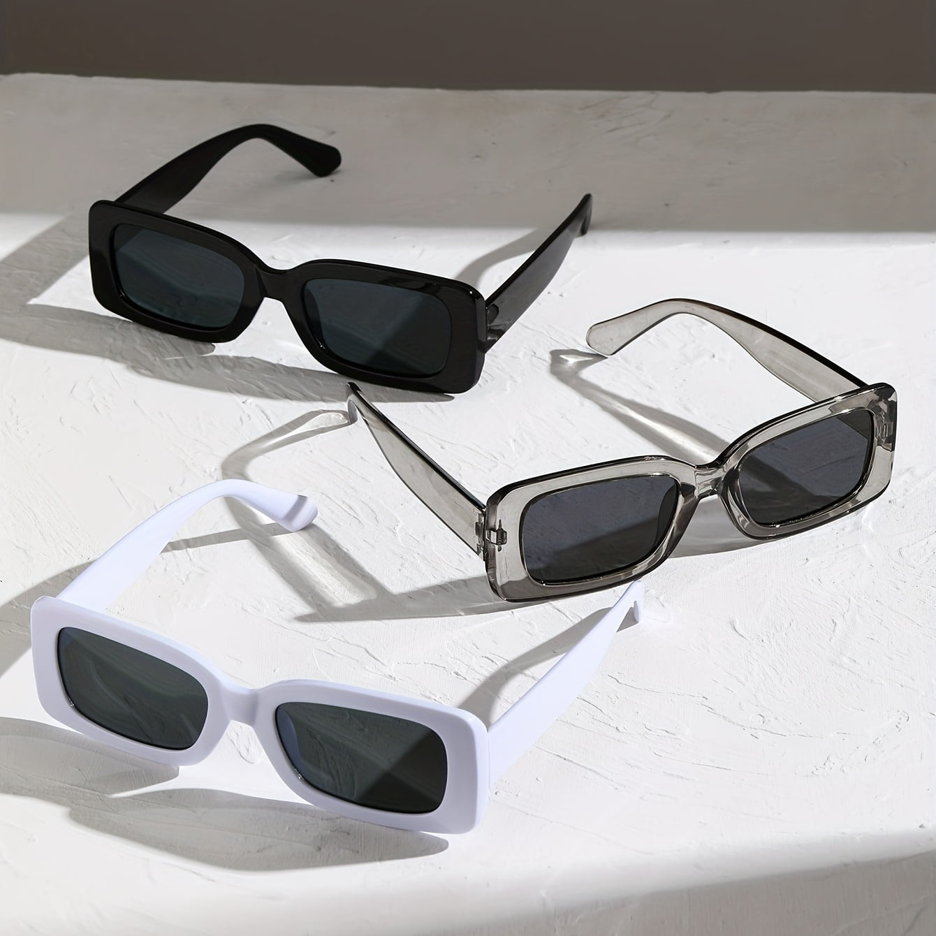 3pairs Y2K Rectangle Fashion Sunglasses For Women Men Hiphop Anti