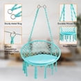thumbnail image 6 of Patiojoy Hanging Hammock Chair Macrame Swing Chair Blue with Soft Cushion for Bedroom, Patio, Backyard, Balcony, 6 of 10