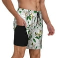 thumbnail image 3 of Goofa Lilies Flowers Printed Men's Swim Trunks Board Shorts Quick Dry Mens Swimming Trunks with Compression Liner,Breathable Fit Hawaii Beach Shorts-X-Large, 3 of 9