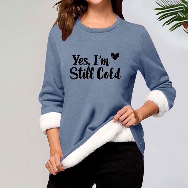 Heisall Chemises de Base pour Femmes Automne Hiver Imprimé Floral Col Rond Manches Longues Épaissies Polaire Teddy Shearling Chaud Ajusté Hauts Thermiques pour Usage Quotidien par Temps Froid