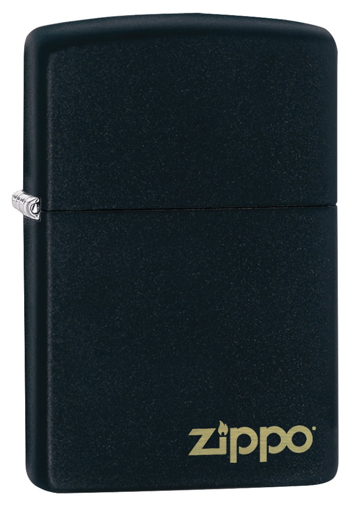 Zippo Black Matte Logo Windproof Pocket Lighter