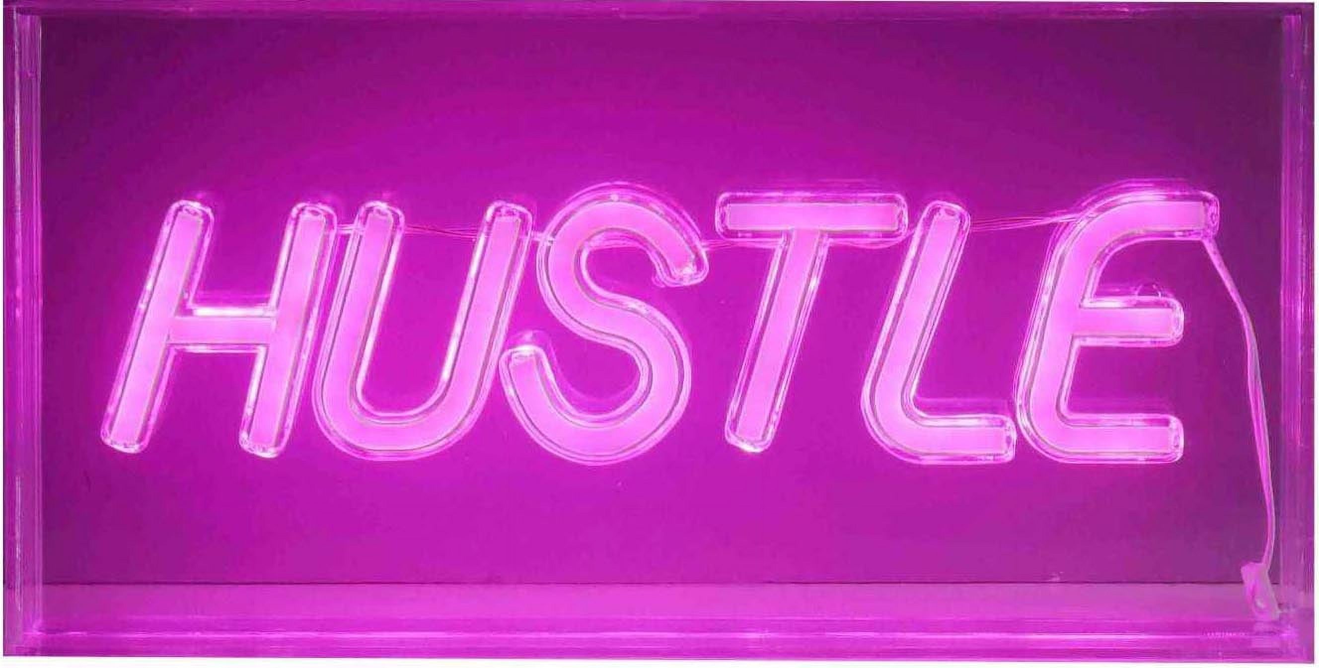 Urban Shop LED Neon Hustle Light-Up Acrylic Box, Pink photo 1