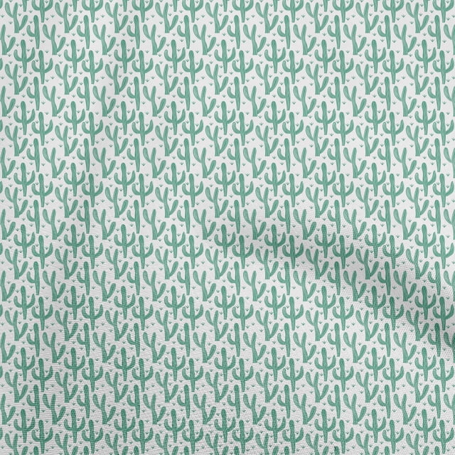 oneOone Tissu Polyester Spandex Vert Mer Cactus Matériel de Robe Tissu Imprimé Tissu au Mètre 56 Pouces de Large