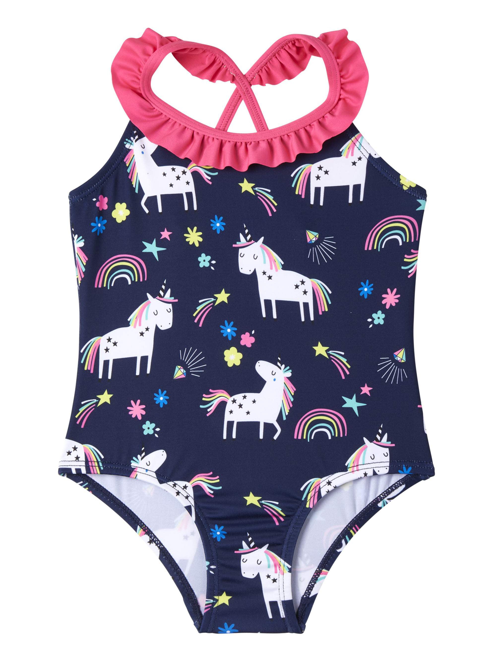 Wippette Baby Toddler Girl Unicorn One-Piece Swimsuit - Walmart.com