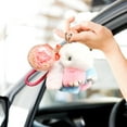 thumbnail image 3 of Fwttom Model Handmades Soft Bunny Pompom Charmss Bunny Car Key Chain Pendant Everlasting Flower, 3 of 5