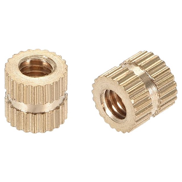 Tuercas de inserción estriadas, M4 x 6mm(L) x 6mm(OD) Kit de assortimento de embutición de rosca hembra de latón 100 piezas