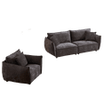 thumbnail image 6 of 3-Seater + 1-Seater Modern Combo Sofa with 3 Pillows, Linen Fabric Sofa with Wooden Frame, Apartment Sofa Furniture for Living Room/Office Room, Black, 6 of 9