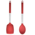 thumbnail image 1 of Juego de utensilios de cocina de 2 piezas, cabezales de silicona aptos para uso alimentario y mangos de acero inoxidable, color rojo, 1 of 5