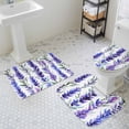 thumbnail image 3 of Spring Lavender Bathroom Rugs Set Country Watercolor Purple Flower Green Leaf Non Slip Absorbent Soft Bath Mats 3 Piece Set with Bathroom Rug, U-Shaped Floor Mat, Toilet Seat Cover Small Size, 3 of 9