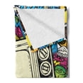 thumbnail image 2 of Hip Hop Soft Flannel Fleece Throw Blanket, 90s Theme Retro Style Linear Drawn a Vintage Television and Speech Bubble, Cozy Plush for Indoor and Outdoor Use, 50" x 70", Multicolor, by Ambesonne, 2 of 5