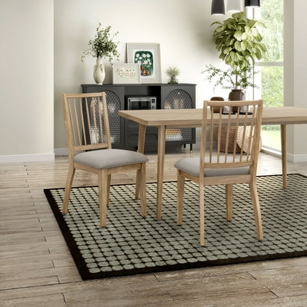 Furniture of America Ivren Solid Wood Indoor Dining Chairs, Natural (Set of 2)