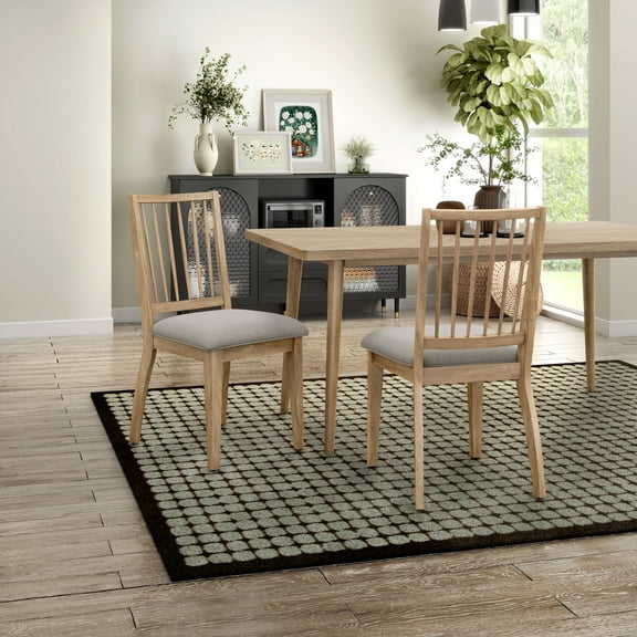 Furniture of America Ivren Solid Wood Indoor Dining Chairs, Natural (Set of 2)