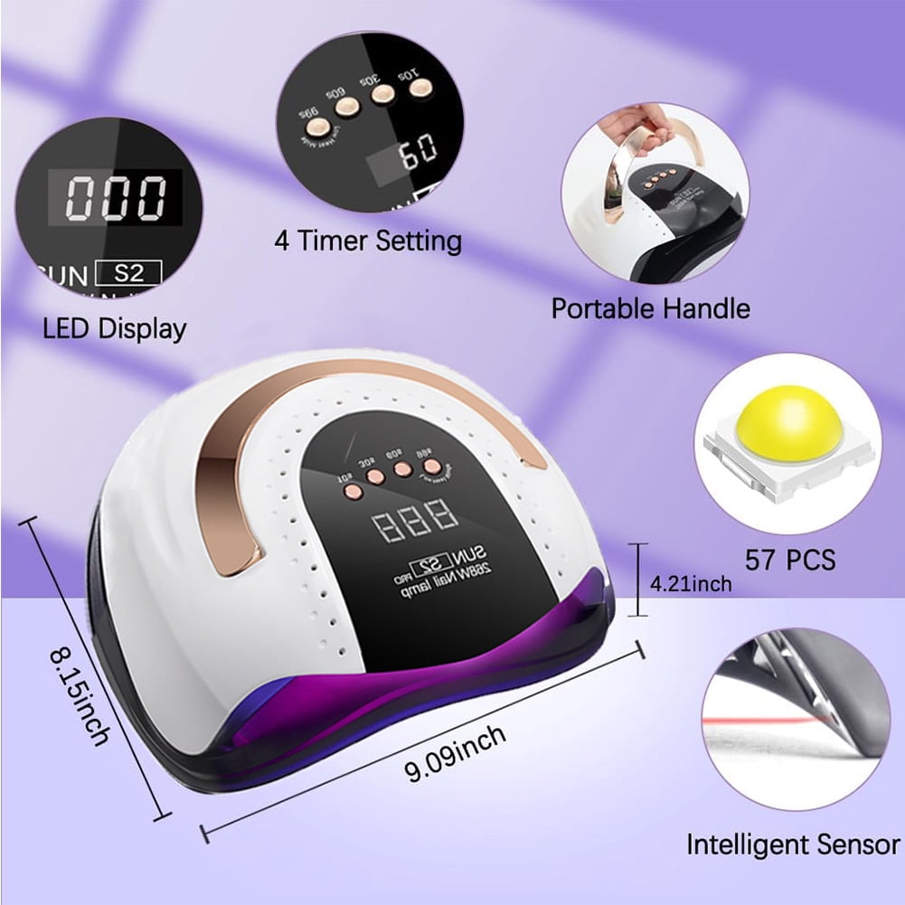 DEISNGB 268W UV LED Nail Lamp, Nail Dryer for Gel Polish,UV Light For Gel Nails, 4 Timers UV Nail Lamp Professional Nail Light, 57Pcs Lamp Beads and Automatic Sensor(White)