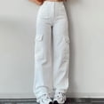 thumbnail image 3 of Manxivoo Cargo Pants for Women High Waisted Women's New Summer Casual Mid Waist Stereoscopic Pocket Trousers with Waist Closed Cargo Pants Dickies Work Pants White, 3 of 5