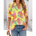 thumbnail image 3 of FreshPretty Summer Blouses for Women Dressy Casual Fashion Spring Tops Floral Boho V Neck Puff Short Sleeve Top Shirts, 3 of 8