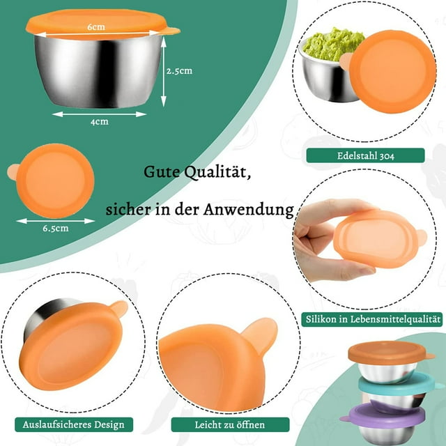 3Pcs 50Ml Salad Dressing Container to Go, Stainless Steel Condiment Containers Cups with Silicone Lids for Bento Box
