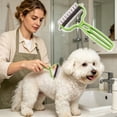 thumbnail image 6 of FEOLGEHLY Double Sided Pet Dematting Comb for Dogs and Cats, Stainless Steel Undercoat Rake for Long Hair, Safe Deshedding and Detangling Pet Brush for Grooming (Green), 6 of 8