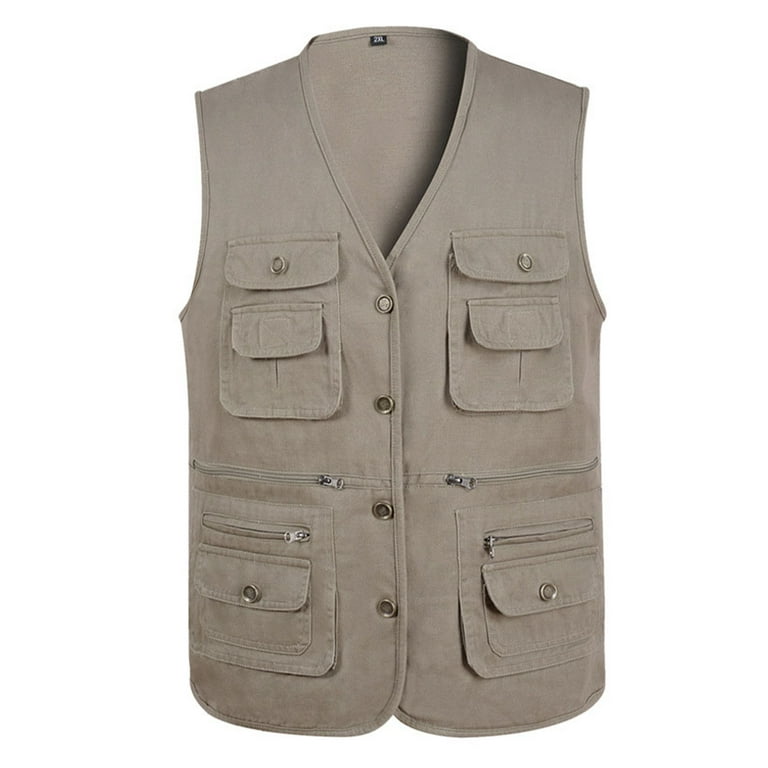 Men Multi Pocket Utility Cargo Vest Waistcoat Fishing Travelling Working Vests  Jacket For Outdoor Activities