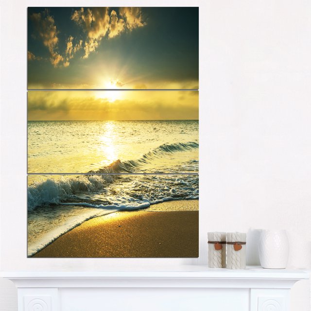 Yellow Sunlight over Crystal Waters - Seascape Canvas Art Print