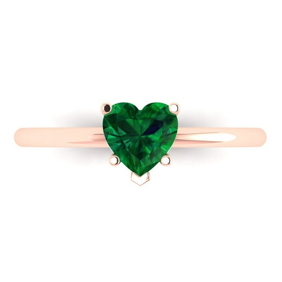Solitaire Engagement Ring for Women - 1.25ct Simulated Emerald in 18K Rose Gold Promise Ring