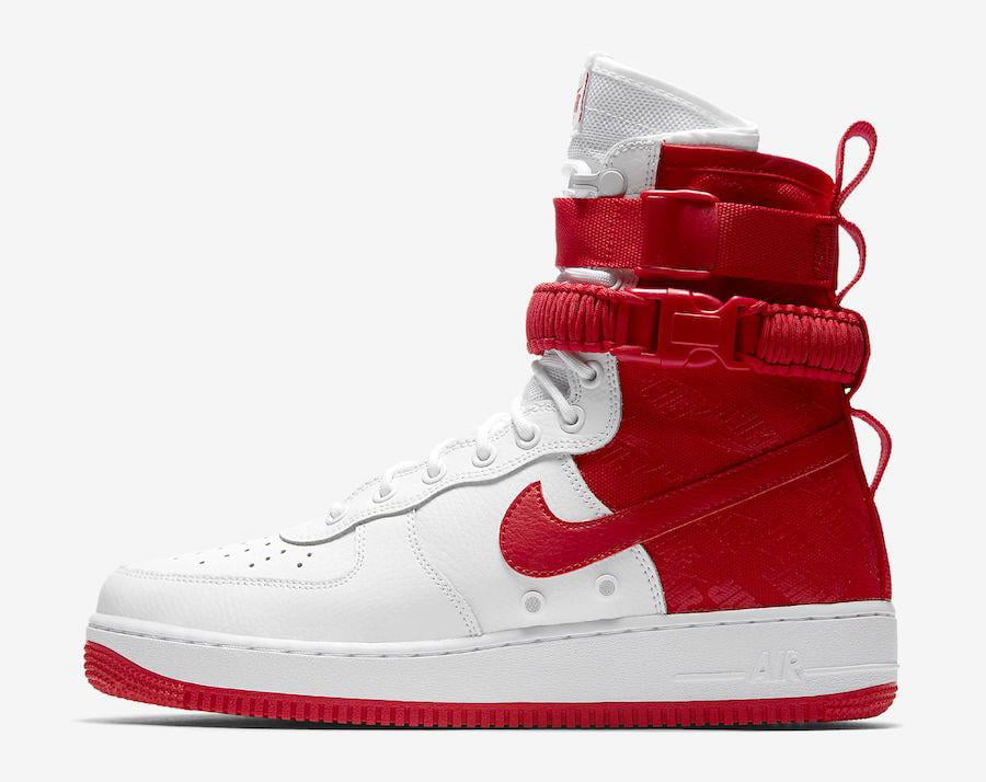mens nike air force 1 red and white