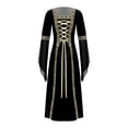 thumbnail image 2 of YONGHS Kids Girls Renaissance Vintage Maxi Dress Gothic Medieval Costume Halloween Fancy Dress up Black 12, 2 of 6