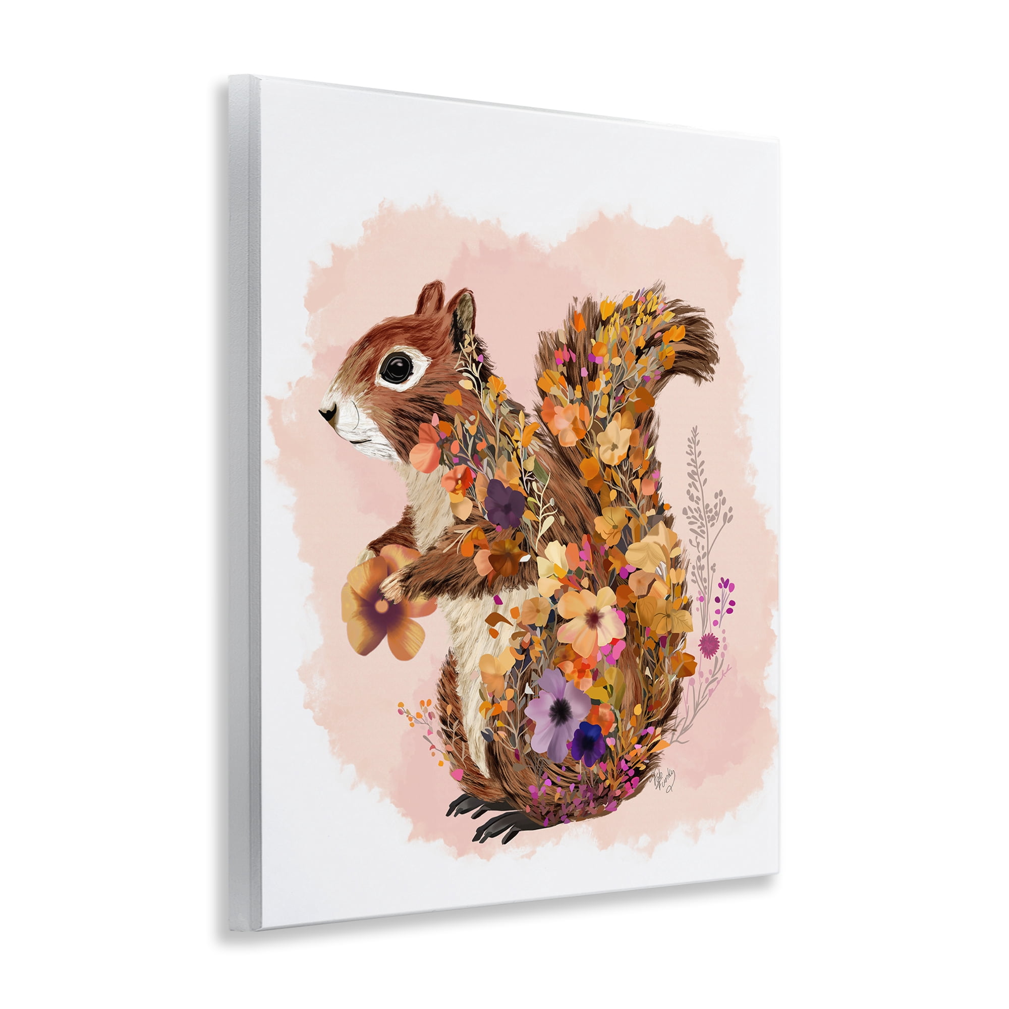 Stupell Industries Wildflower Patterned Squirrel Animals & Insects Painting Unframed Art Print Wall Art, 11 x 14