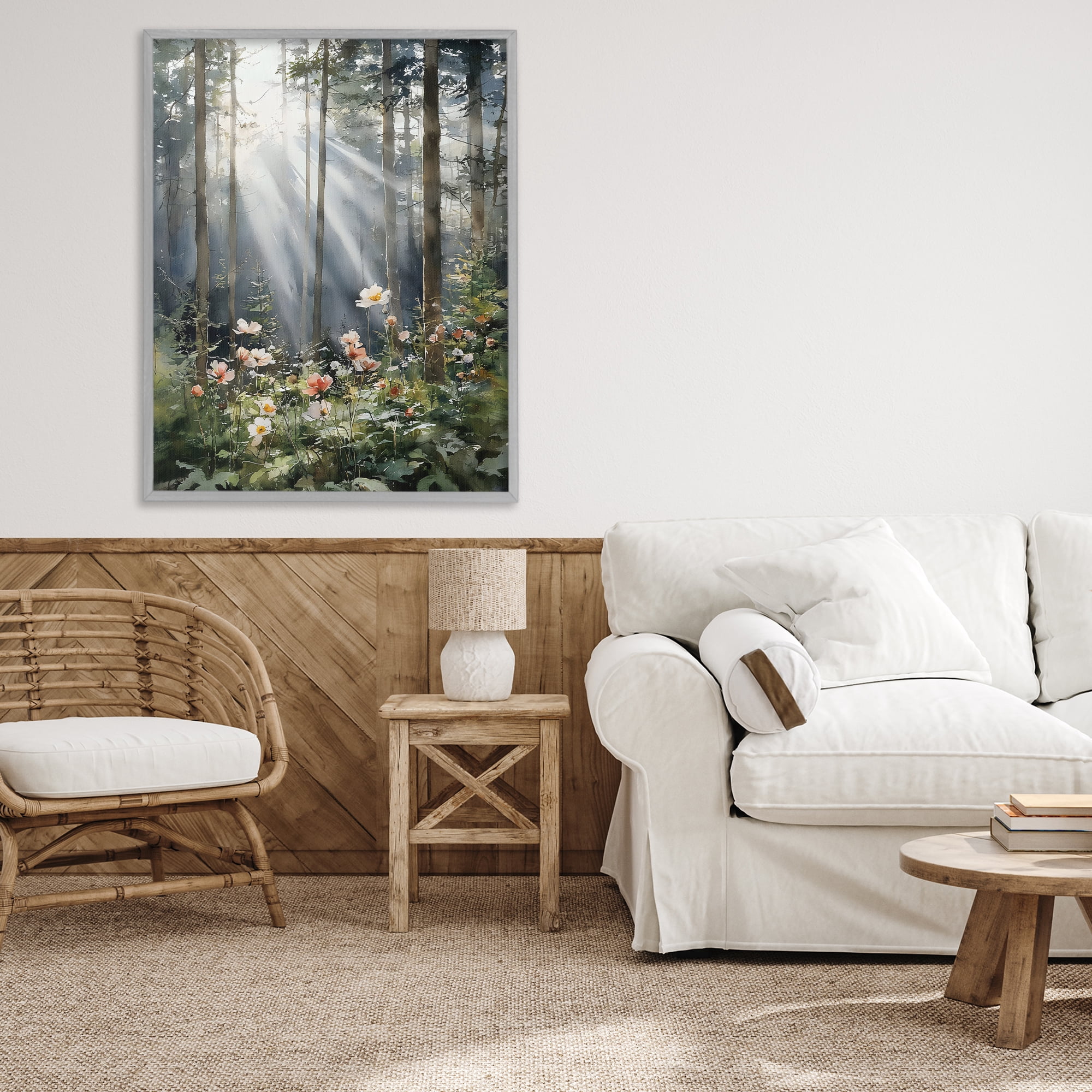 Stupell Industries Sunlit Woods In Morning Gray Framed Giclee Art, design by Franklyn Gregory