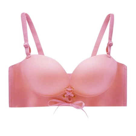 

Women Steel Rimless Summer Gathering Adjustment Small Chest Bra Thickened Back Thin Top Topped Bra Female Bralette Fitness Everyday Lingerie