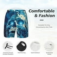 thumbnail image 3 of Sikiie Abstract Blue Skull Print Men's Double Layer Swimming Trunks, Adjustable Waistband and Pockets Sports Swimming Trunks, Beach Swimwear-Large, 3 of 6