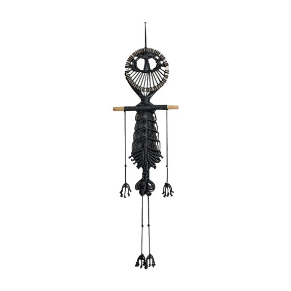 Skeleton Tapestry Wall Hanging Macrame Bohemian Art Style for Halloween Party Dorm Farmhouse Decoration