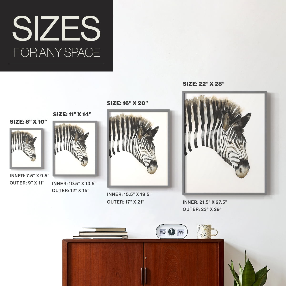 Zebra Stripes Framed Print - Solid Wood in Single Picture Frame Solid Wood 2 Framed Print