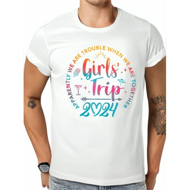 Camisetas divertidas para hombre 2025 Sarctic Family New Graphic playera para hombre2024 Girls Trip Print Comfortable Sports T-shirt, Short Sleeves Crew Neck Workout Top, Women's Activewear Tee For