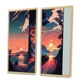thumbnail image 3 of Designart "Journey Toward the Setting Sun II" Sunset Framed Wall Art Set Of 2 - Pink Landscapes Framed Canvas Set For Living Room Decor, 3 of 7