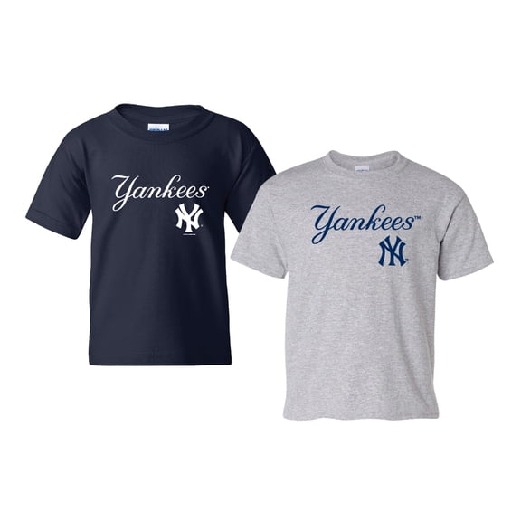 Youth Soft as a Grape  Navy/Heather Gray New York Yankees 2-Pack Logo T-Shirt Set