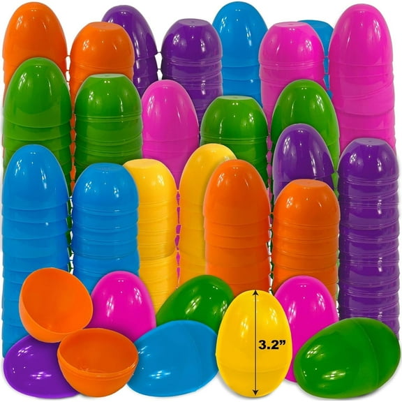 Easter Eggs 3 Large Plastic Eggs Empty And Fillable For Easter Egg Hunt, Halloween Party Favor, Bright Multicolored Eggs, 100 Pack